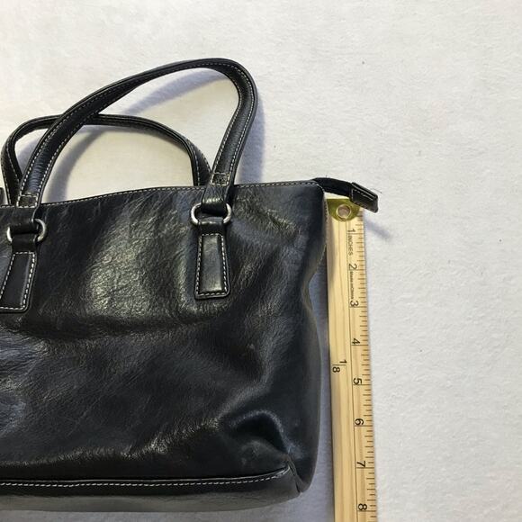 Fossil black leather mini tote bag 75082 casual everyday purse - Picture 7 of 16